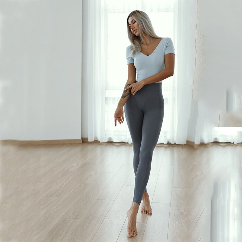 Seamless One-piece Sexy Sets Women Short Sleeve Gym Clothing Yoga Set with Padded U-Back Sports Tights Rompers Fitness Jumpsuit