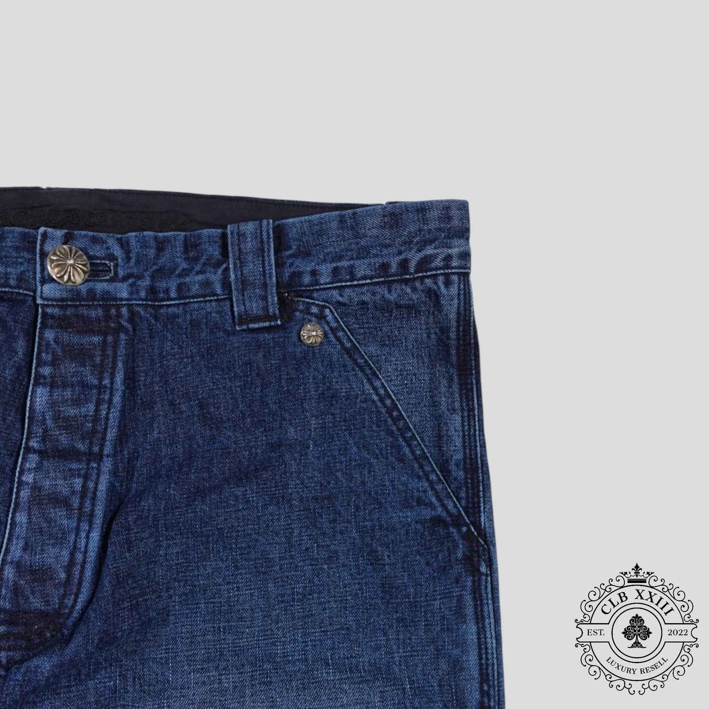 Chrome Hearts Double Turbo Diesel Carpenter Pants in Dark Wash
