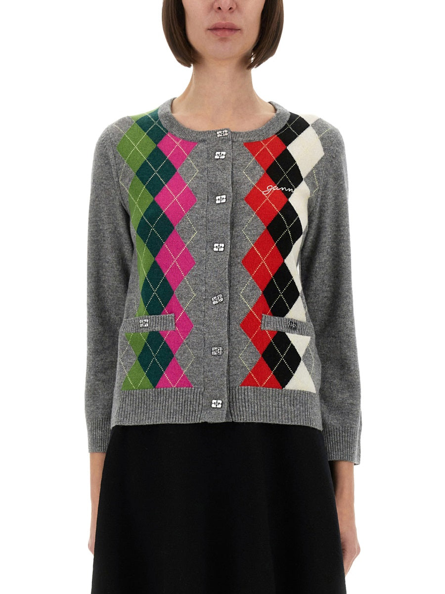 Ganni Women Jacquard Cashmere Cardigan