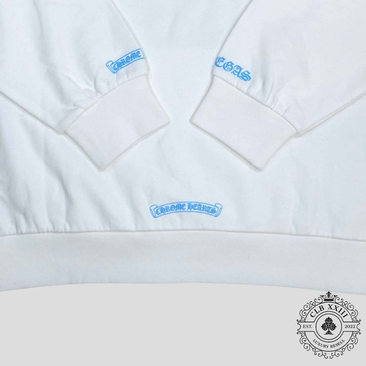 Chrome Hearts Las Vegas Dice Hoodie in White/Blue