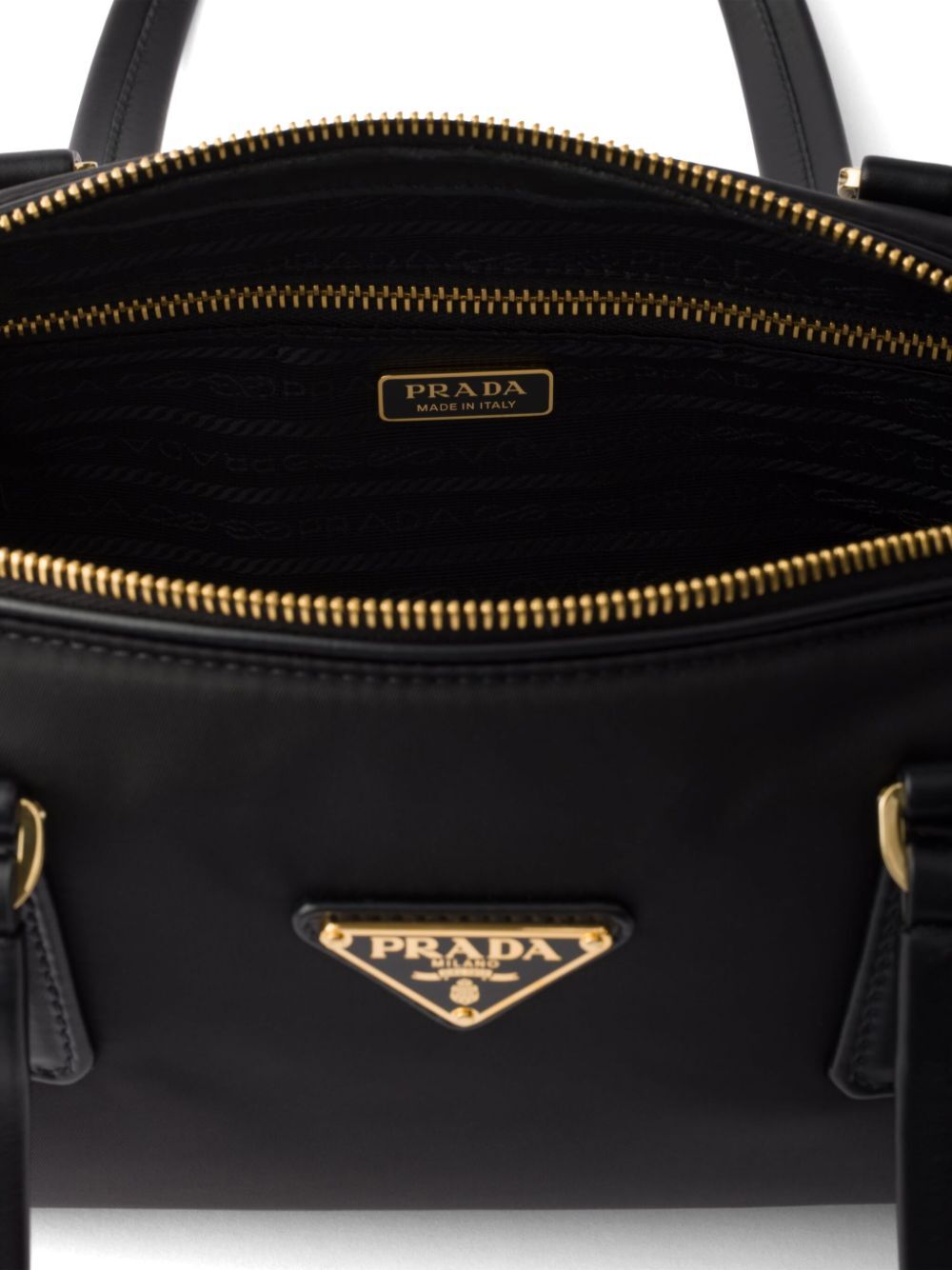 Prada Women Re-Nylon And Leather Medium Top-Handle Bag With Padlock