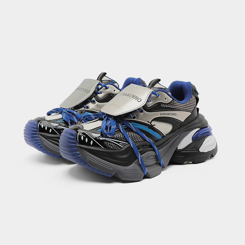 Aero Blue Platform Running Sneakers - Electric Cobalt Tech-Wear Trainers | LuxuryUrbanwear - Luxuryurbanwear