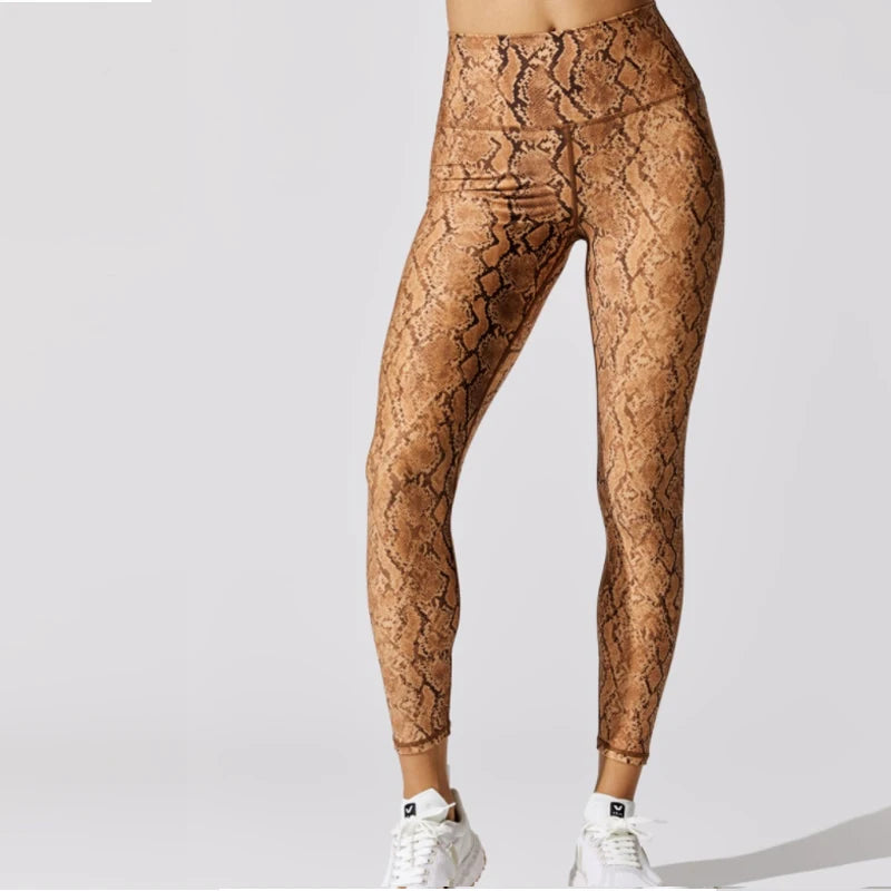 Snake Printing Leggings for Women, High Rise, Full Length, Sports Running Pants, Stretchy Compression Gym Leggings, US Size