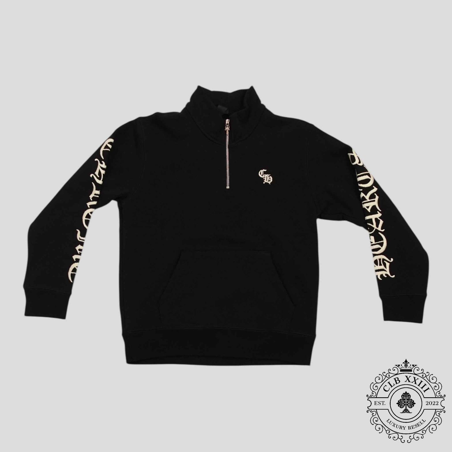 Chrome Hearts CH Embroidered Quarter Zip in Black