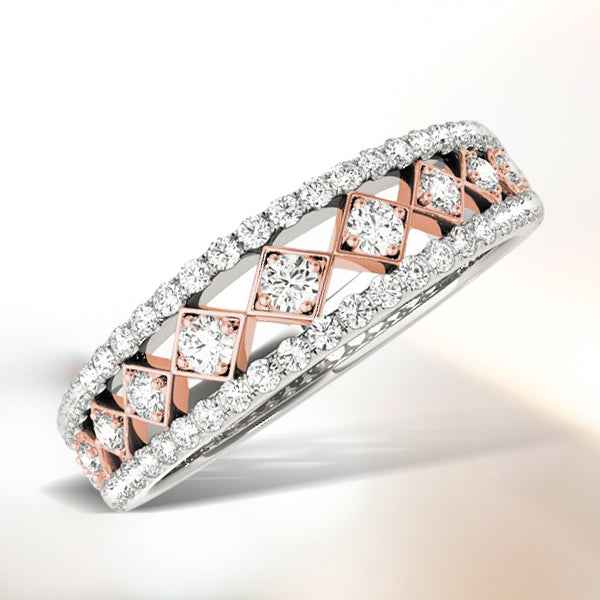 14k White And Rose Gold Diamond Band (3/8 cttw)