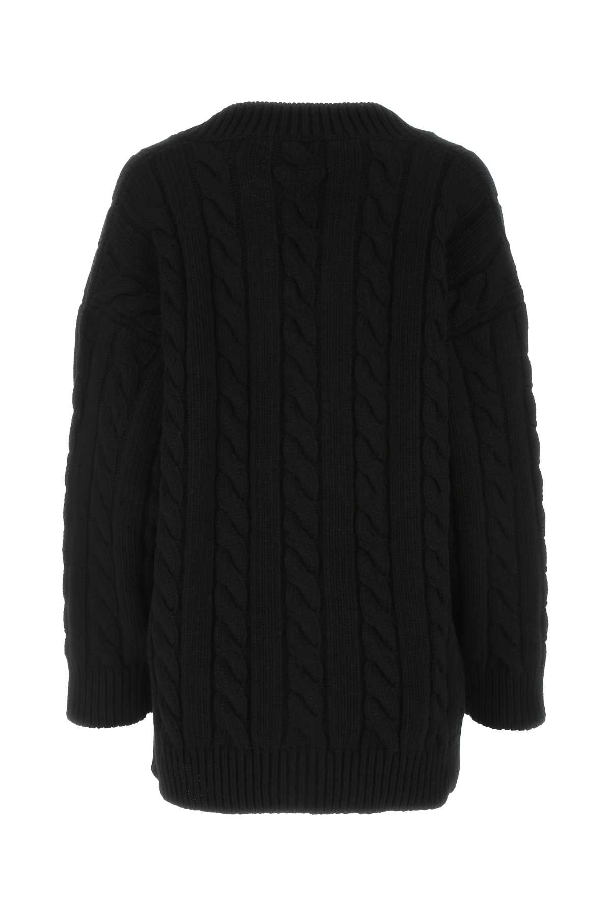 Prada Women Black Wool Blend Oversize Cardigan