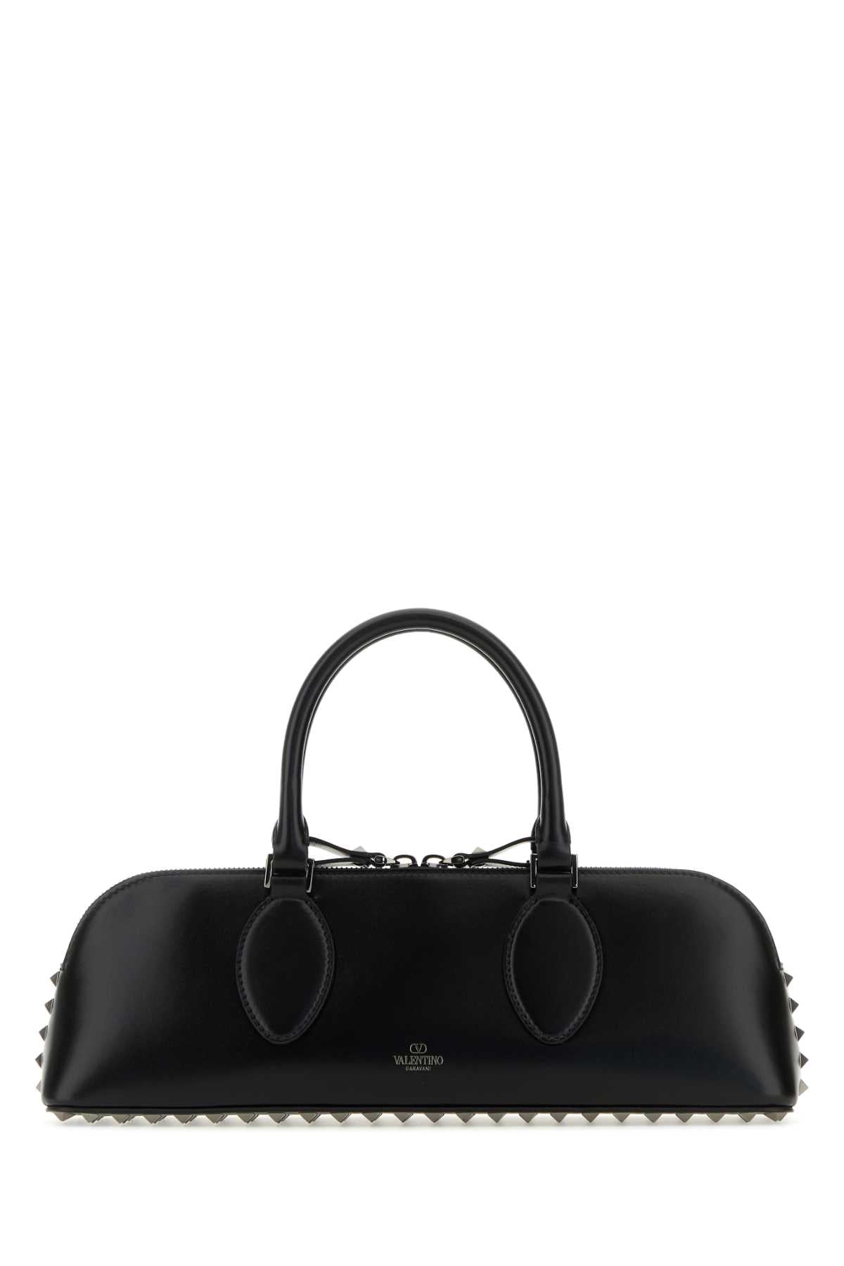 Valentino Garavani Women Black Leather Rockstud East-West Handbag