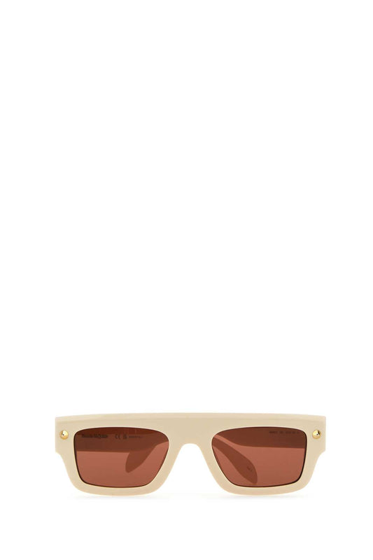 Alexander Mcqueen Women Ivory Acetate Sunglasses - JUSTLUXURY