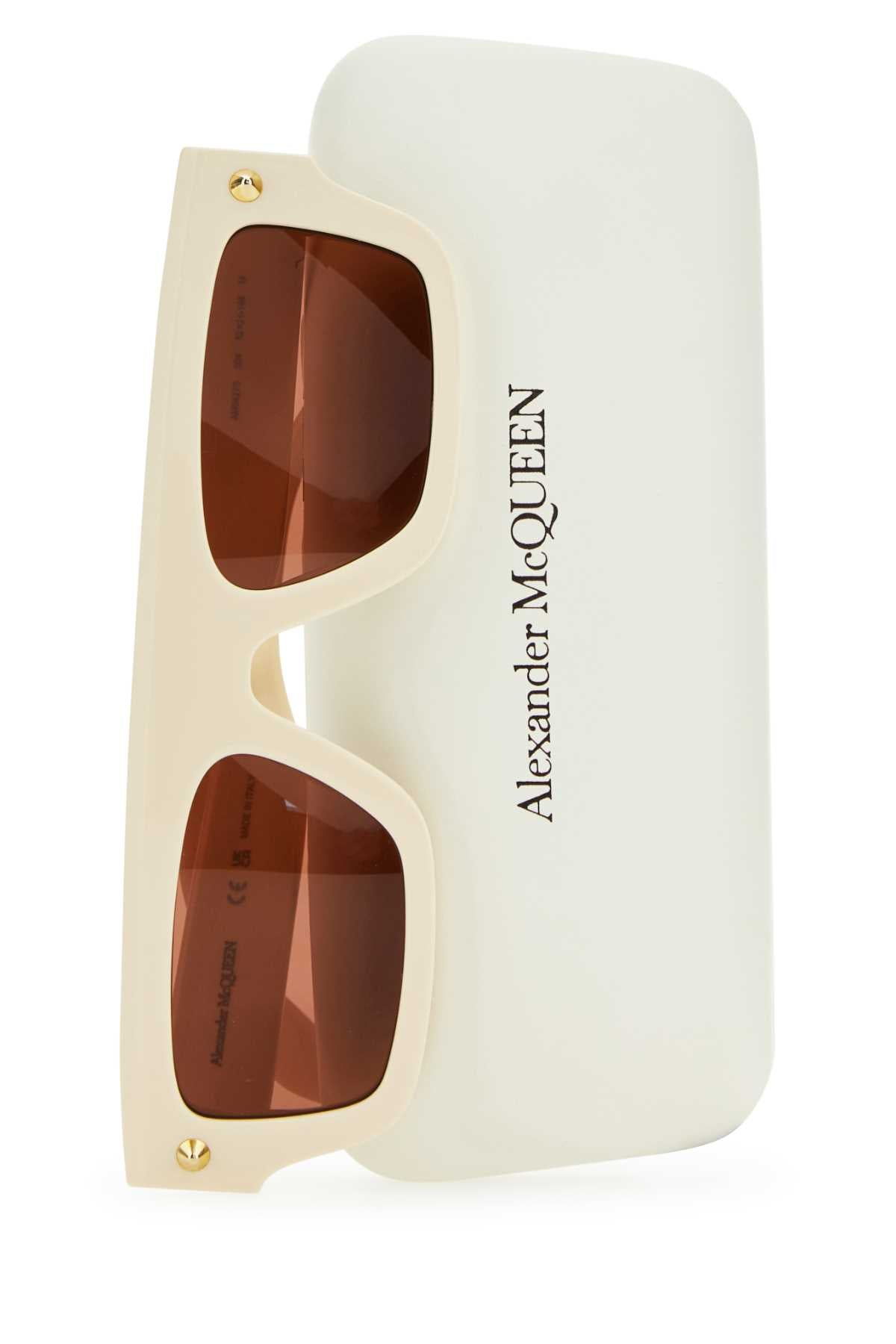 Alexander Mcqueen Women Ivory Acetate Sunglasses - JUSTLUXURY