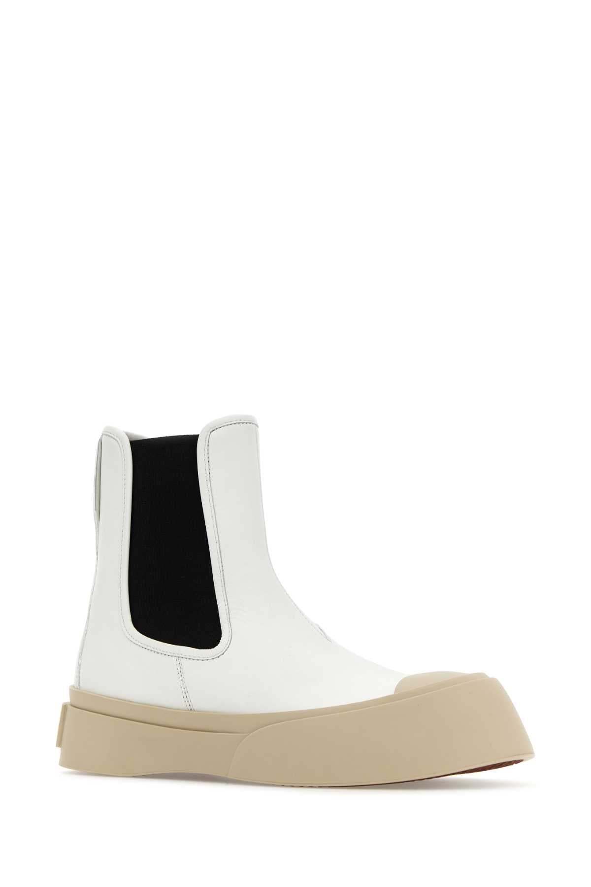 Marni Women White Nappa Leather Pablo Ankle Boots - JUSTLUXURY