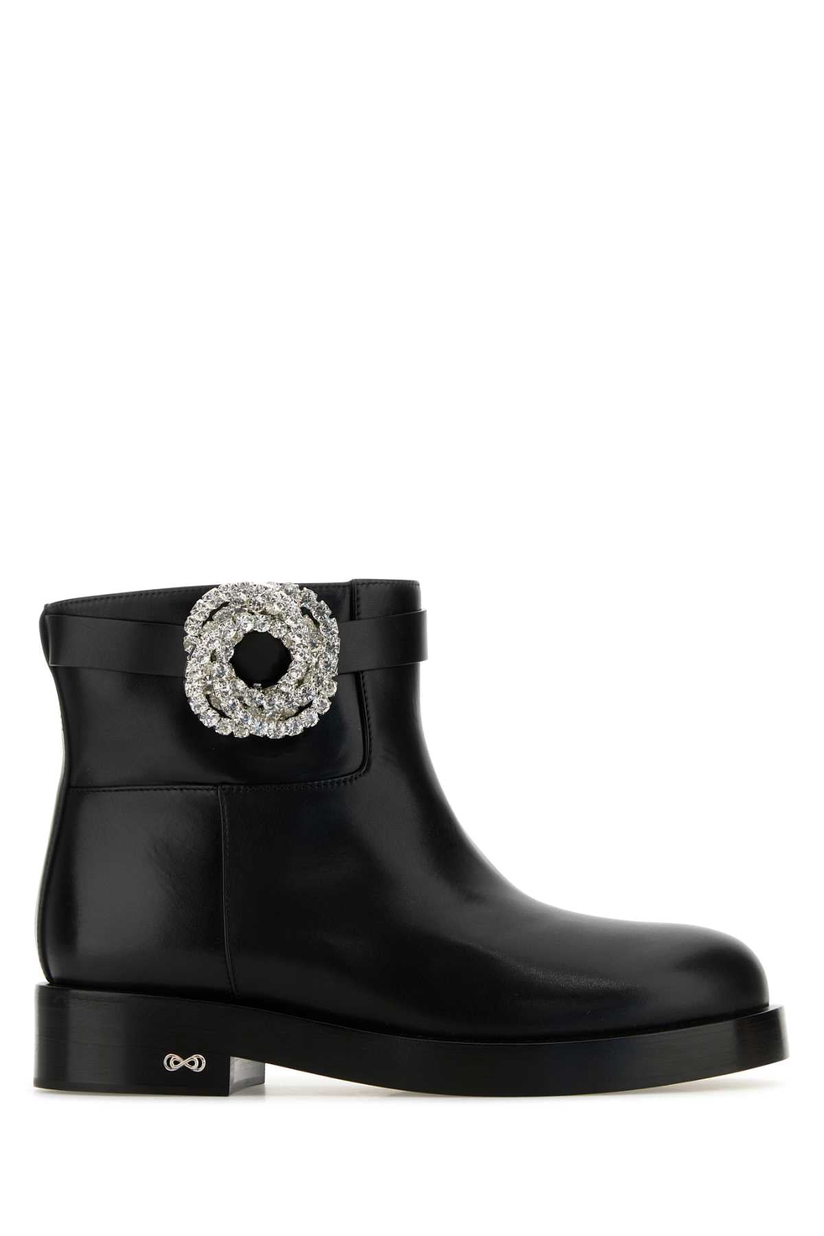 Mach&Mach Women Black Leather Galaxy Ankle Boots