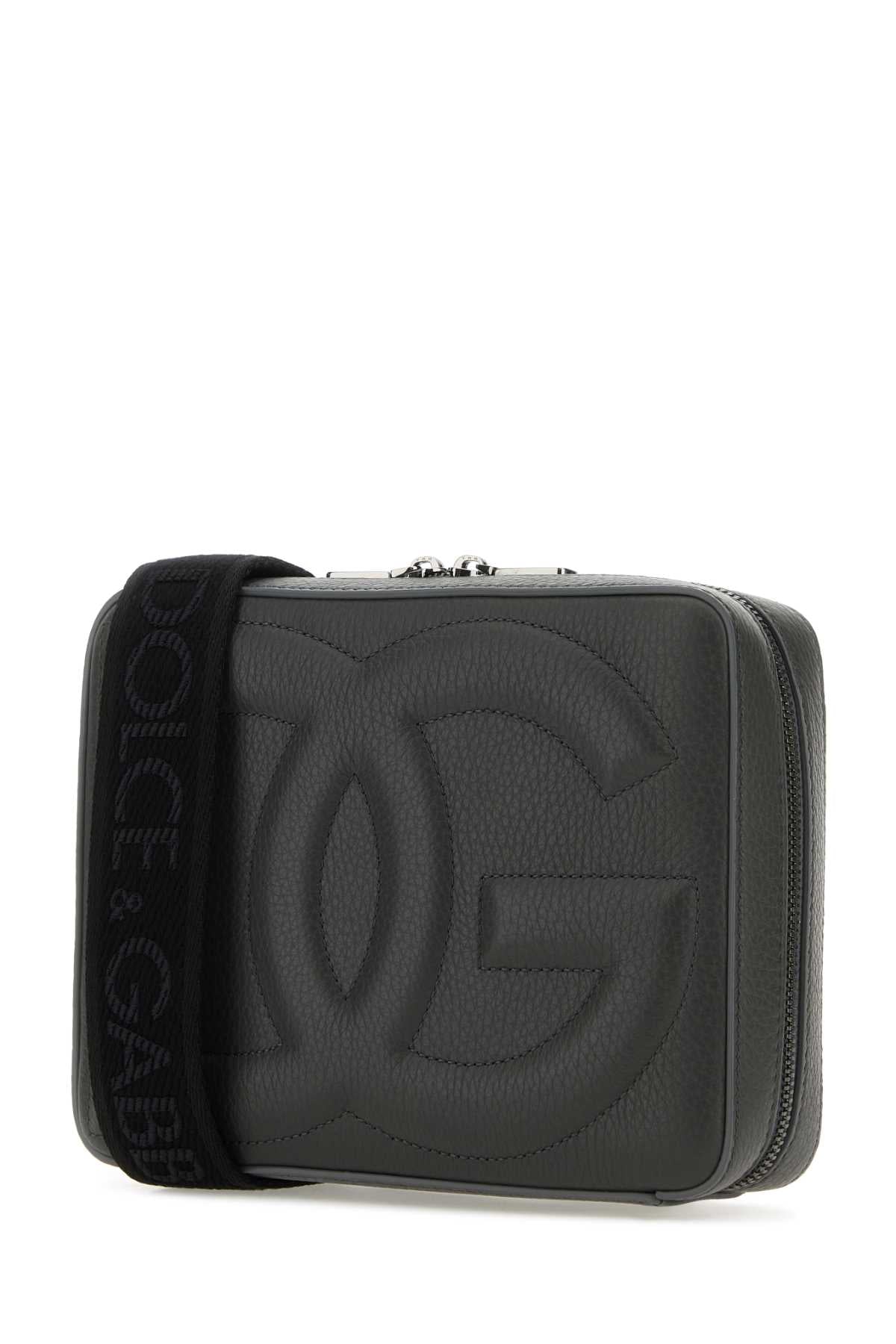 Dolce & Gabbana Men Dark Grey Leather Crossbody Bag