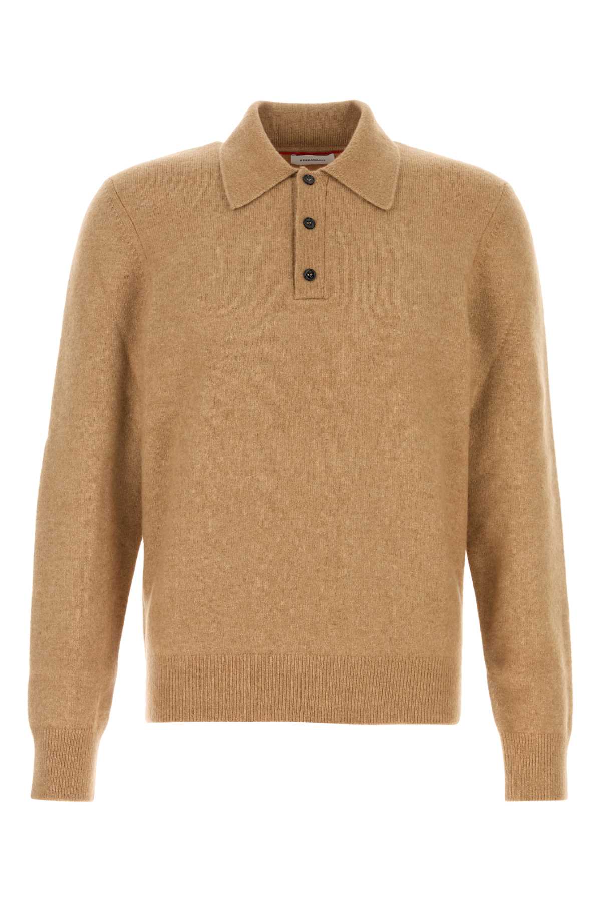 Salvatore Ferragamo Men Stretch Camel Blend Polo Shirt