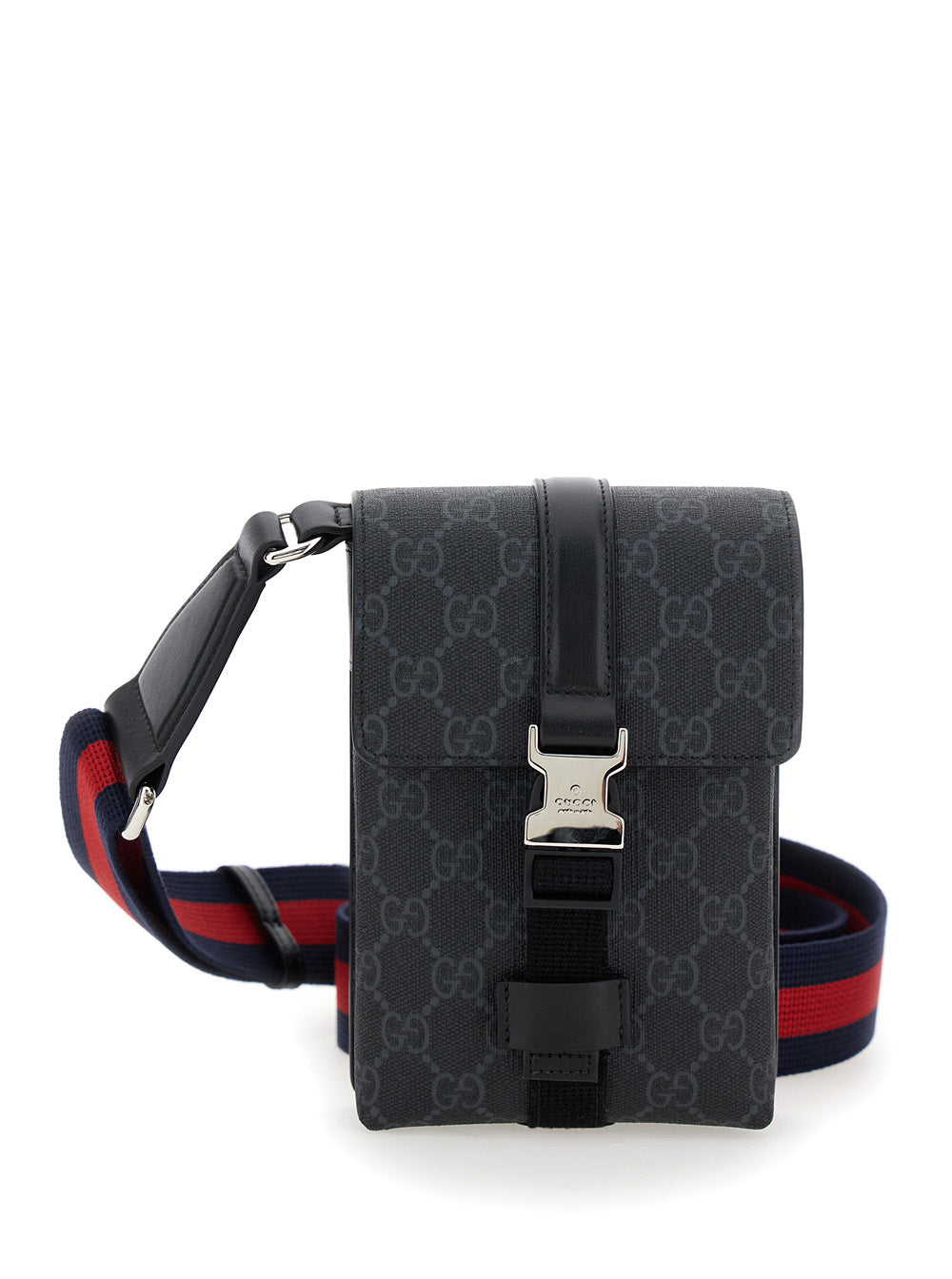 Gucci Men Black Crossbody Bag With All-Over Gg Print In Tech Fabric And Cotton Blend Man