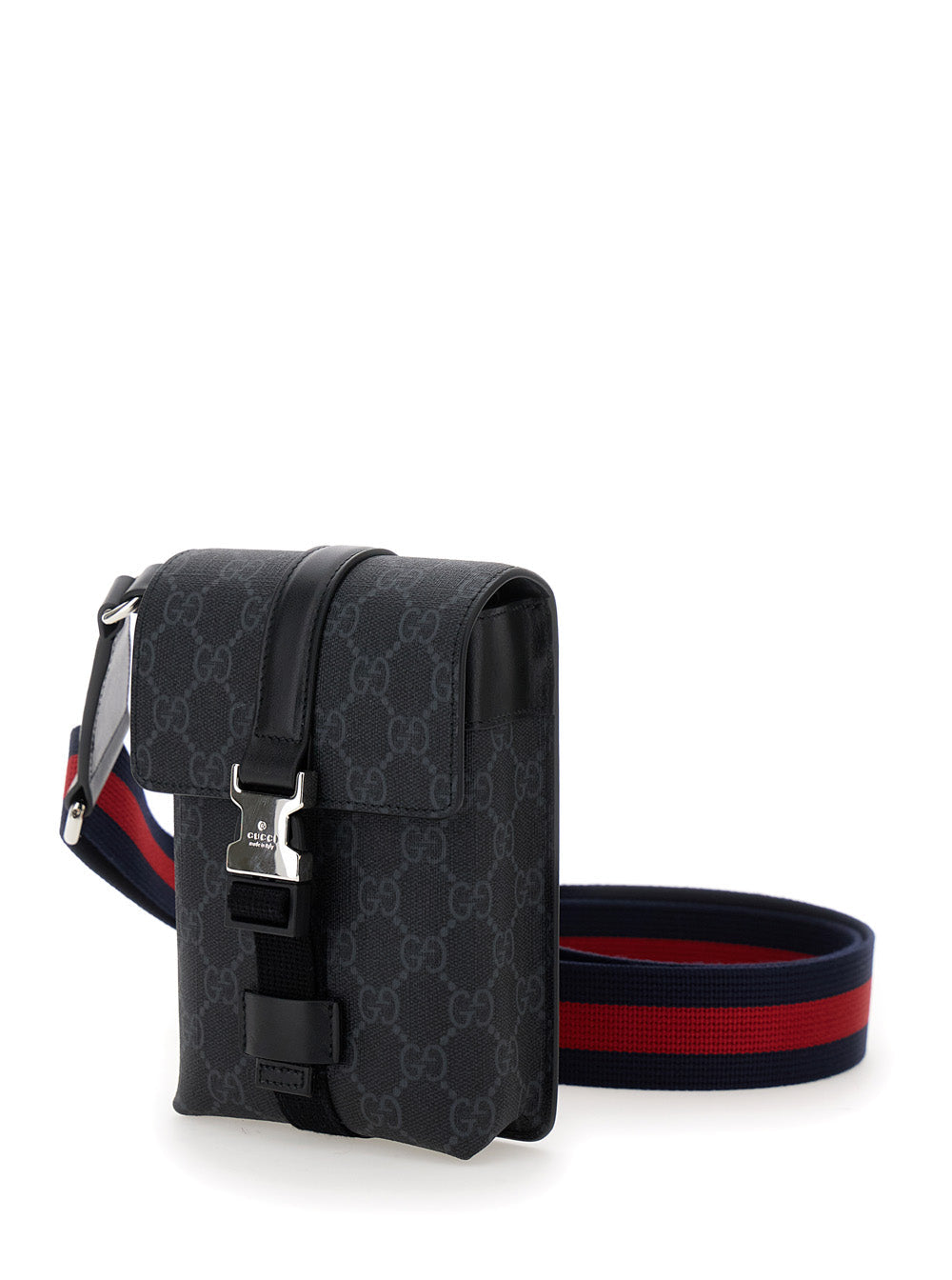Gucci Men Black Crossbody Bag With All-Over Gg Print In Tech Fabric And Cotton Blend Man