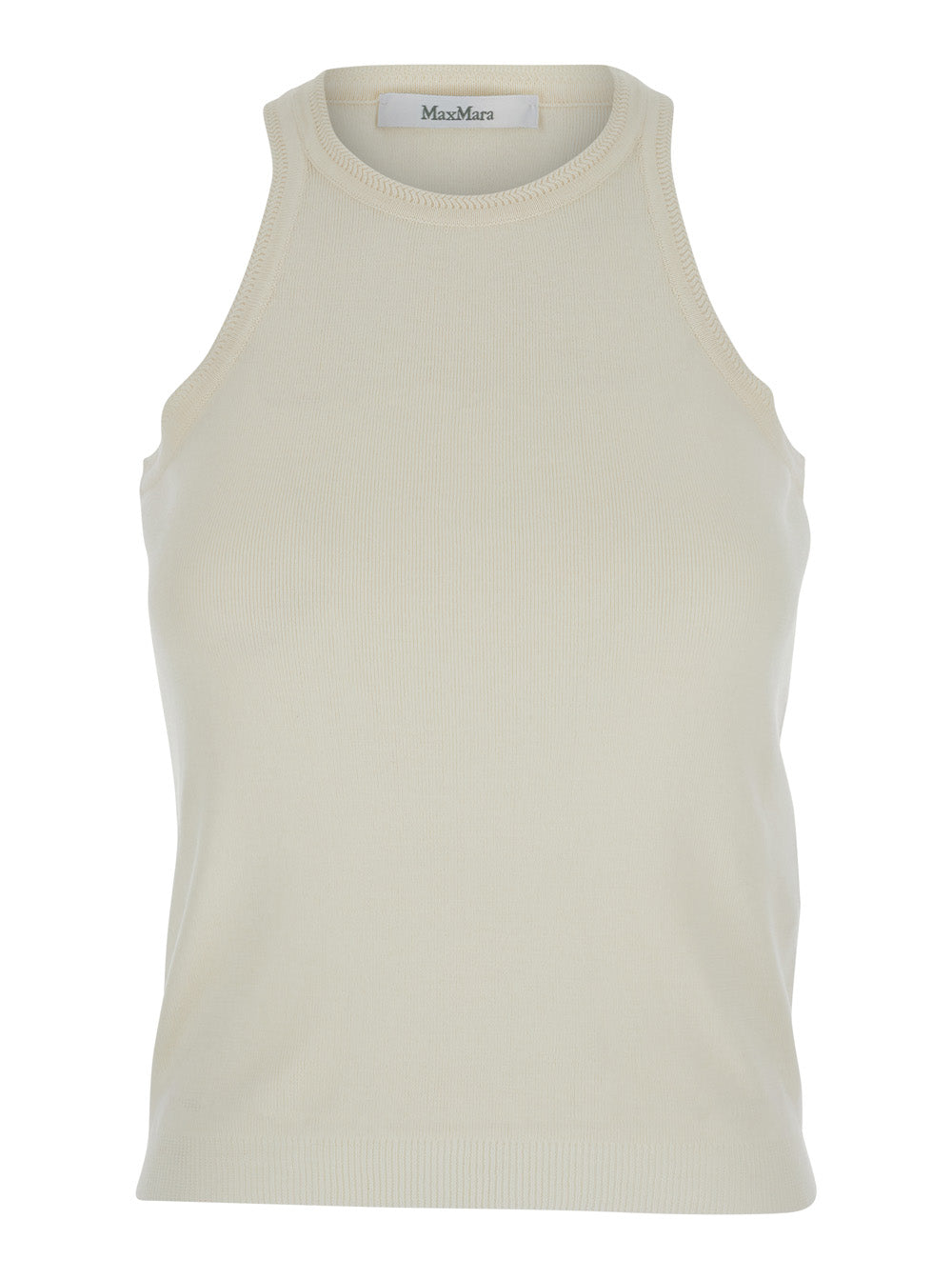 Max Mara Women 'Arness' White Sleeveless Top With Halterneck In Cotton Woman