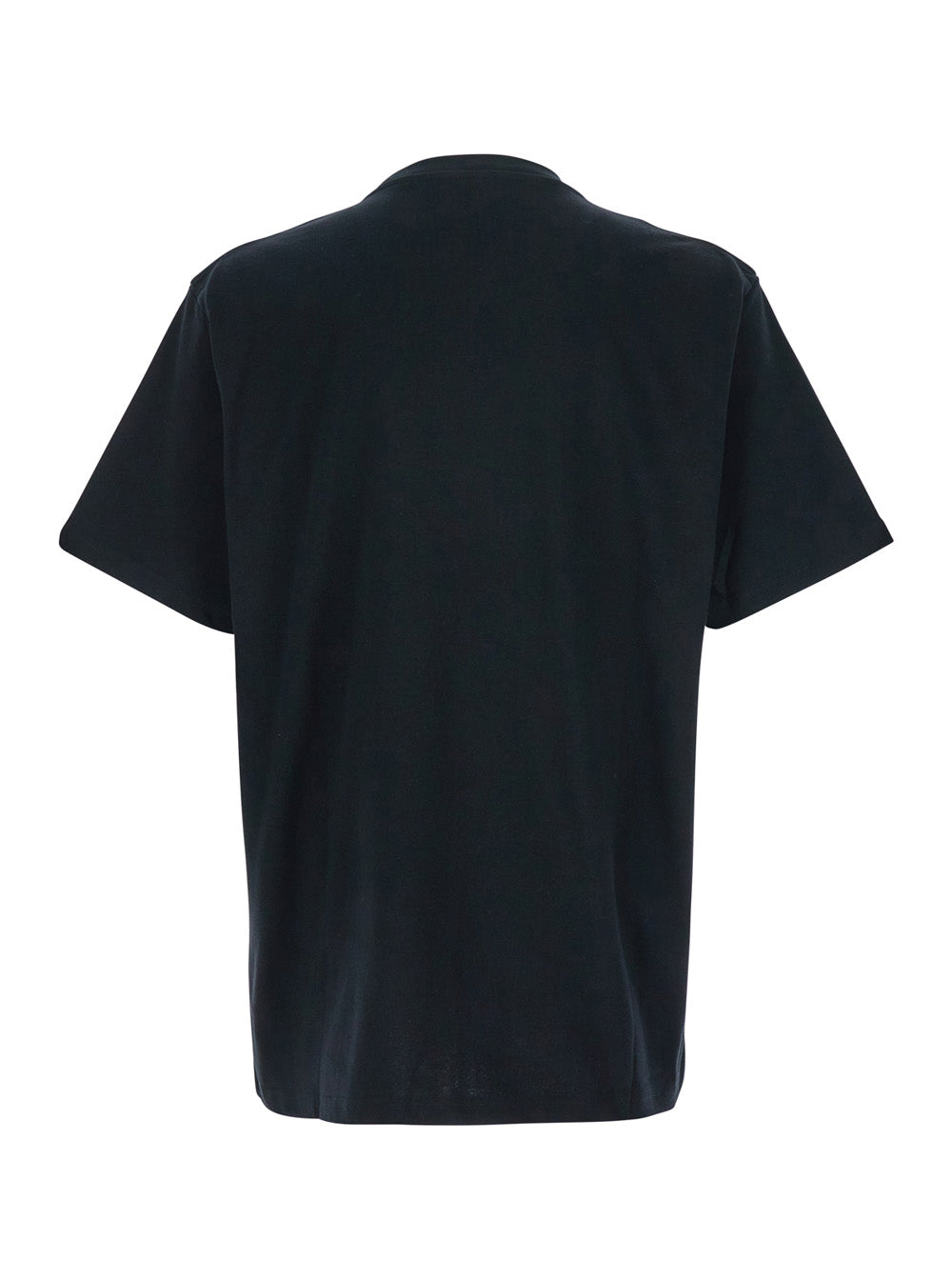 Jw Anderson Men Black Crewneck T-Shirt With Logo Lettering Embroidery On The Front In Cotton Man