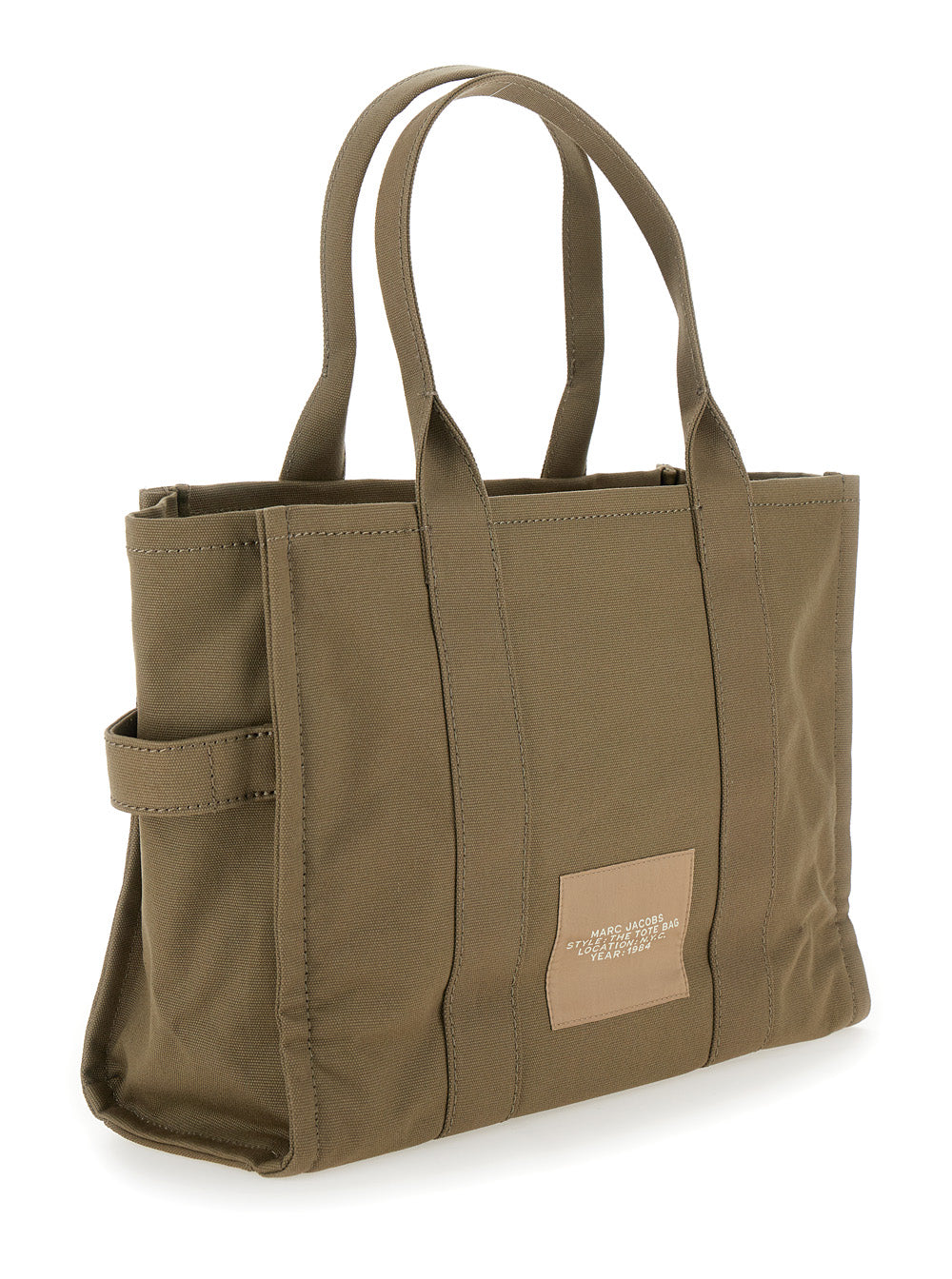Marc Jacobs Women 'The Large Tote' Green Tote Bag With Contrast Logo Print In Cotton Women