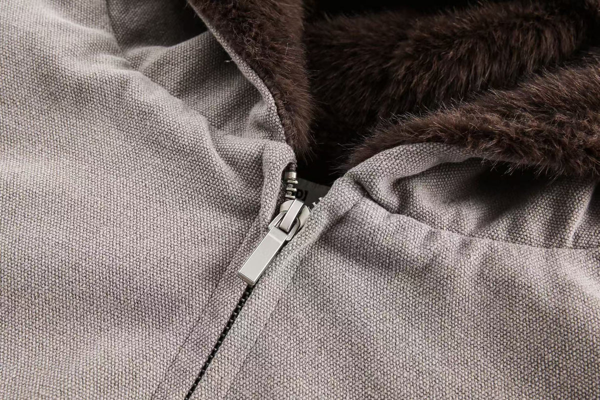 Clean-Fit Faux-Fur Hooded Jacket