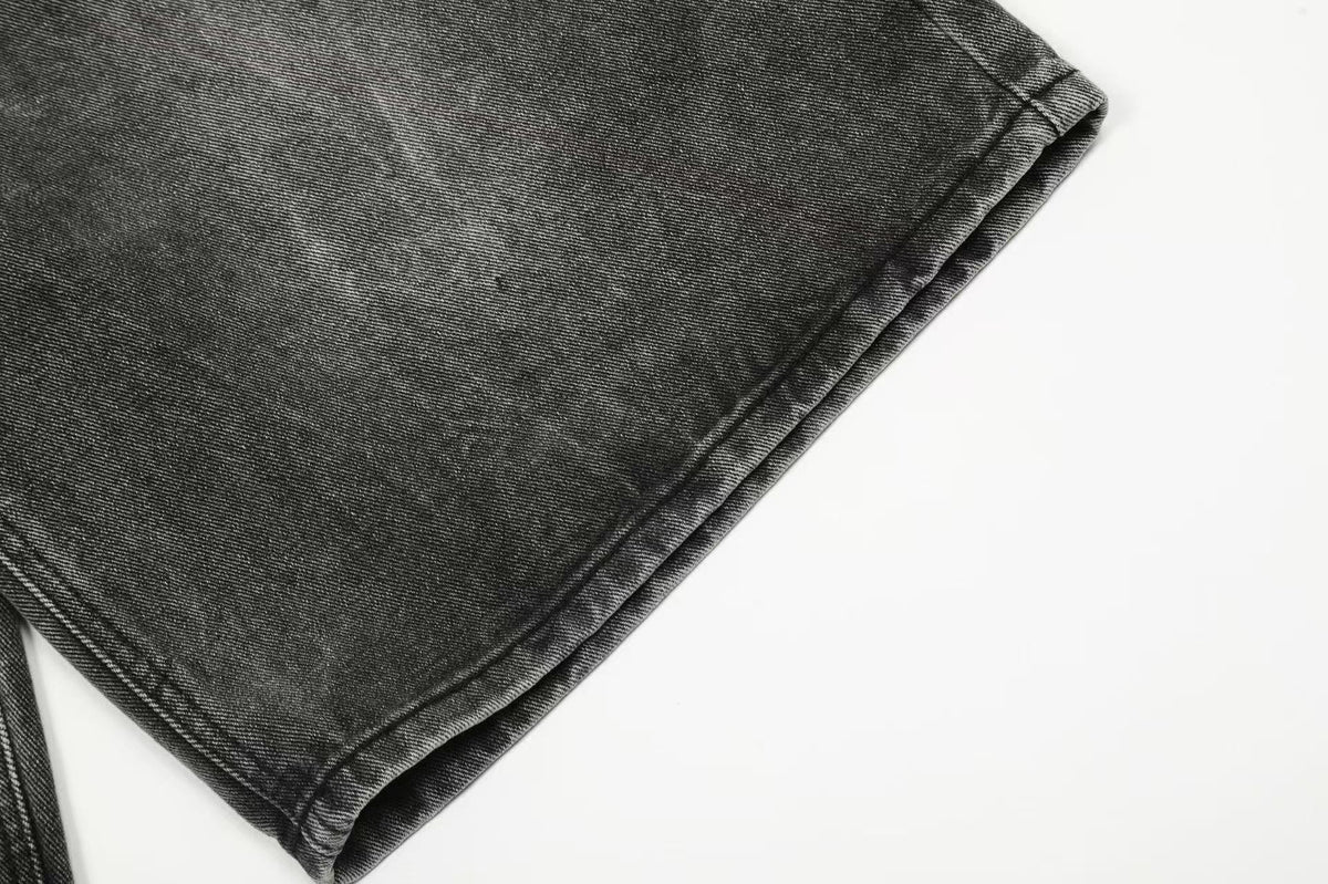 Distressed Washed Wide-Leg Jorts