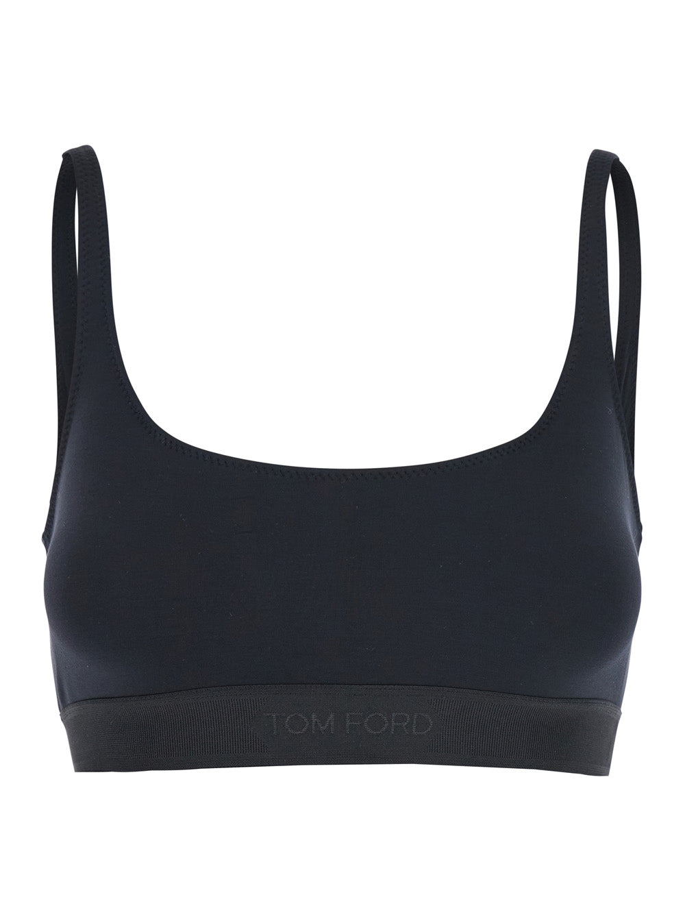 Tom Ford Women Top Bralette 'Brj016jex166l' With Wide Neckline And Logo Lettering On The Front In Black Stretch Modal For Women