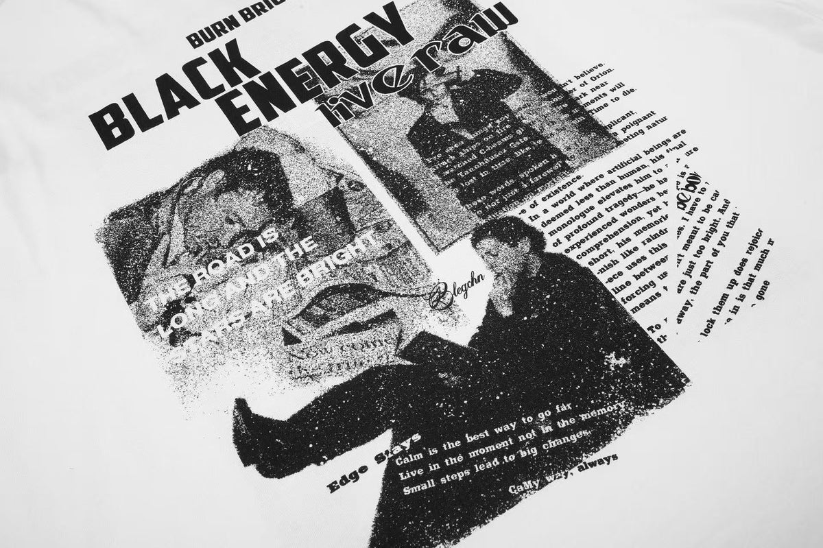 Newspaper Print Color Block Long Sleeve