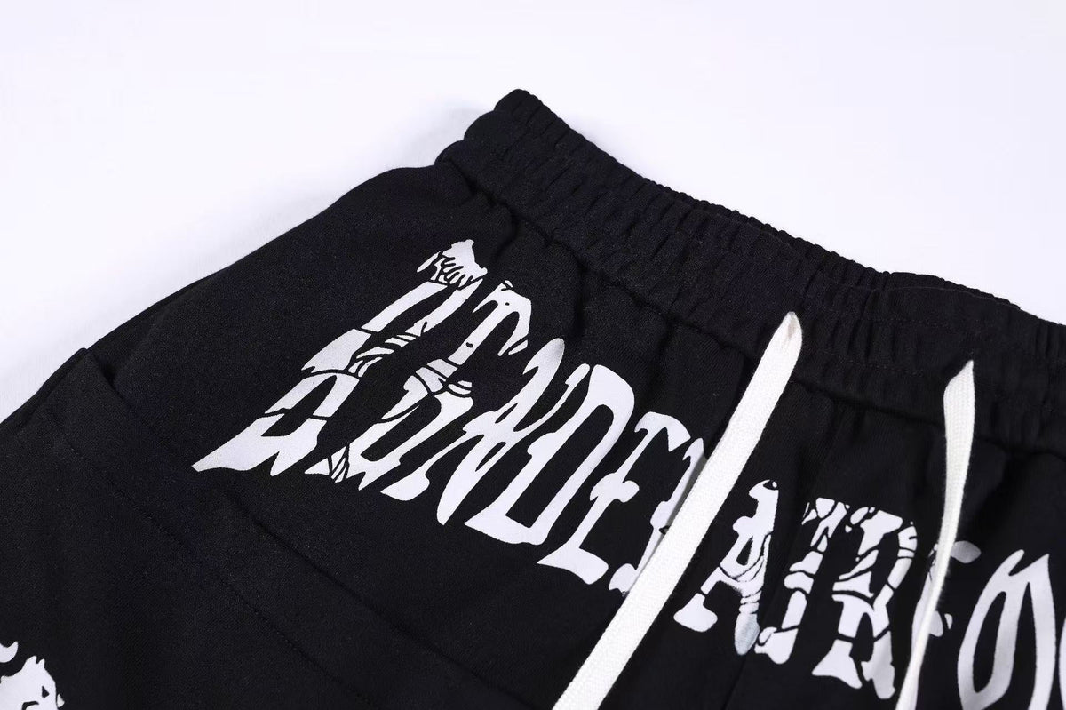 Graffiti Print Oversized Baggy Drawstring Wide-Leg Sweatpants