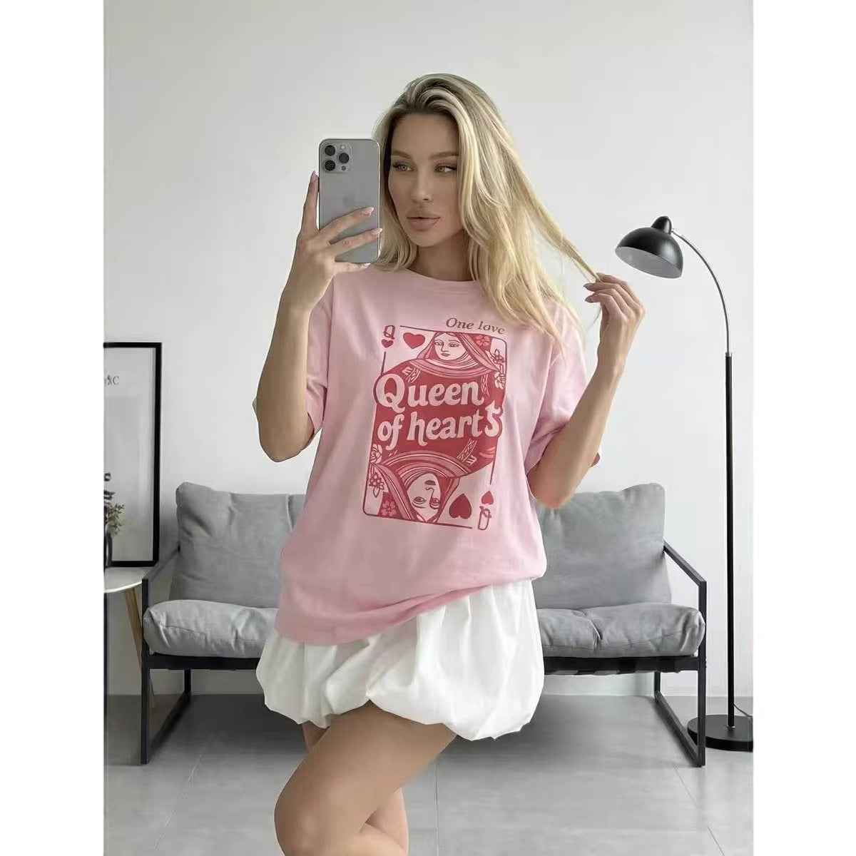 Loose round neck short sleeved T-shirt top