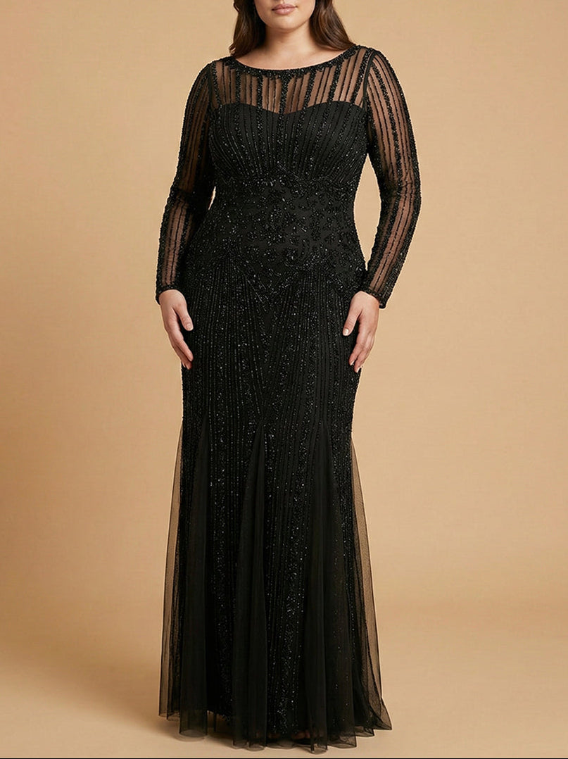 Lara High Neck Beaded Gown - JUSTLUXURY