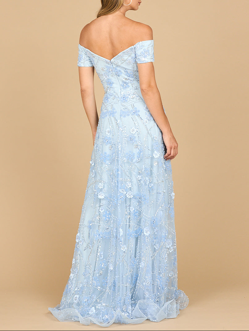 Off Shoulder A-Line Floral Gown | 28882 - JUSTLUXURY