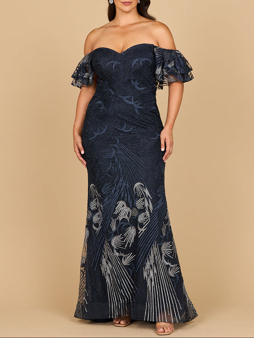 Off Shoulder Mermaid Lace Gown | Lara 28884 - JUSTLUXURY