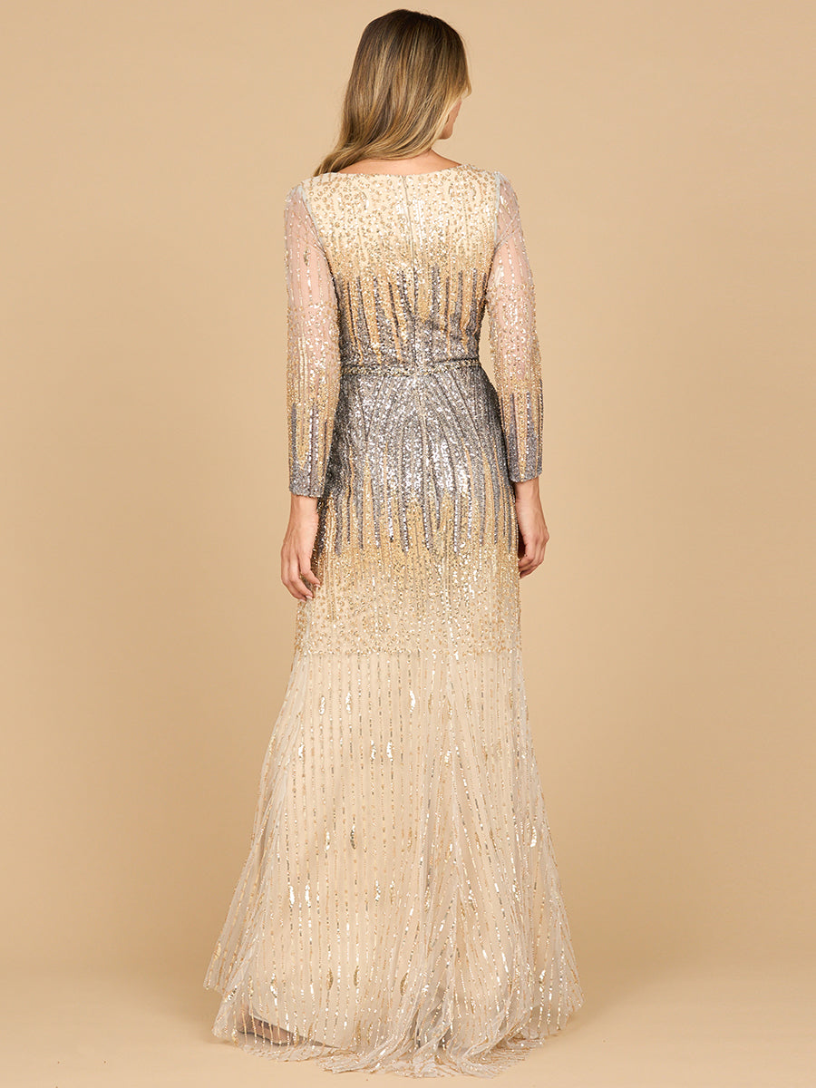 Mermaid, Beaded Long Sleeve Gown | 28886 - JUSTLUXURY