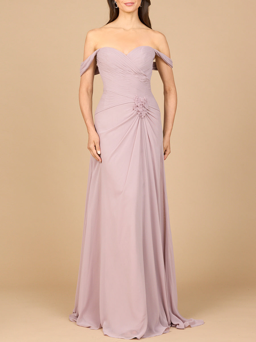 Off Shoulder Chiffon Dress - JUSTLUXURY