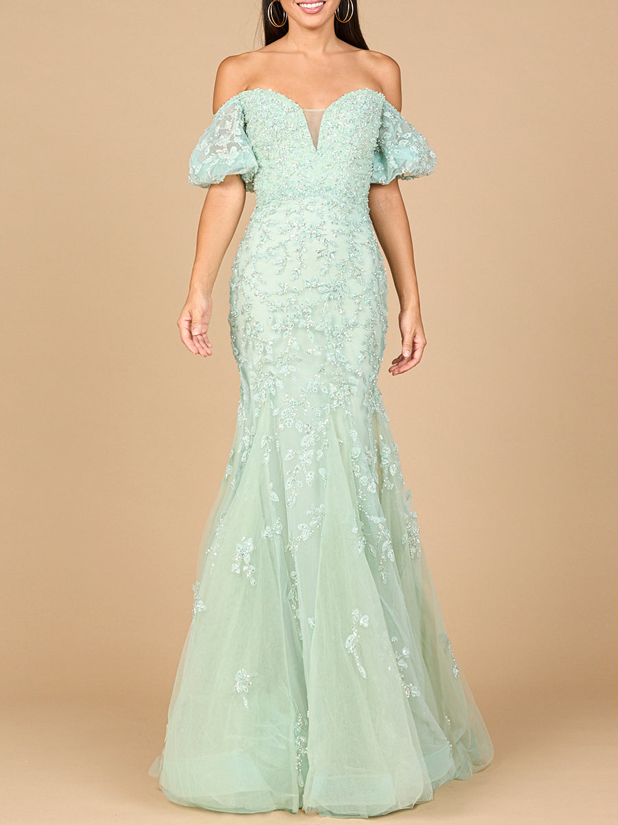 Lace, Off Shoulder Mermaid Gown - JUSTLUXURY