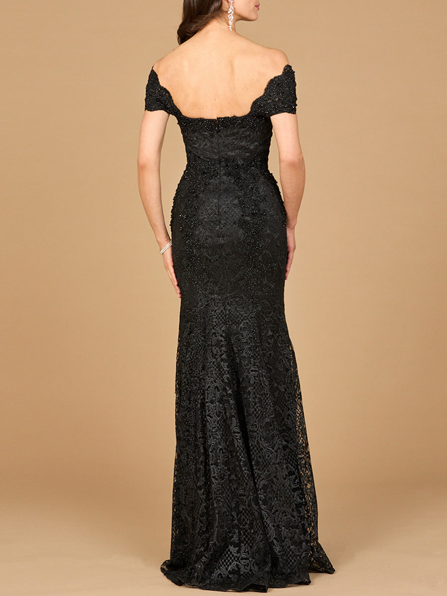 Fitted Lace Mermaid Gown - JUSTLUXURY