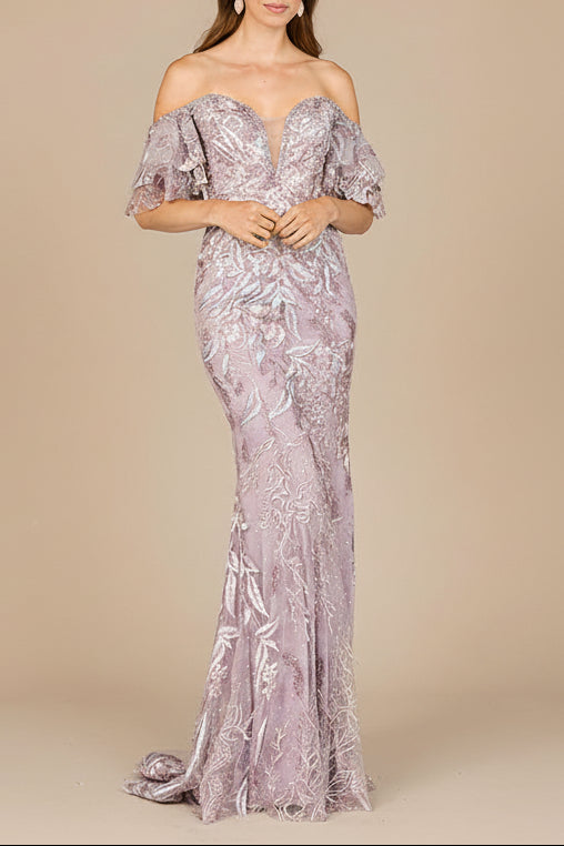 Off Shoulder Mermaid Lace Gown - JUSTLUXURY
