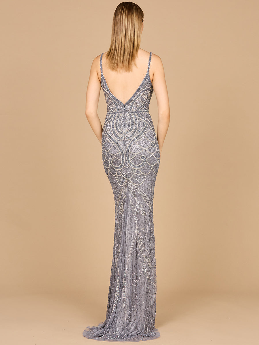 V-Neck Fitted Gown - JUSTLUXURY