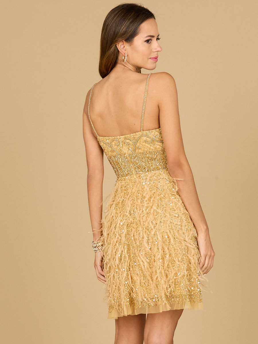 Beaded, Feather Cocktail Short - JUSTLUXURY