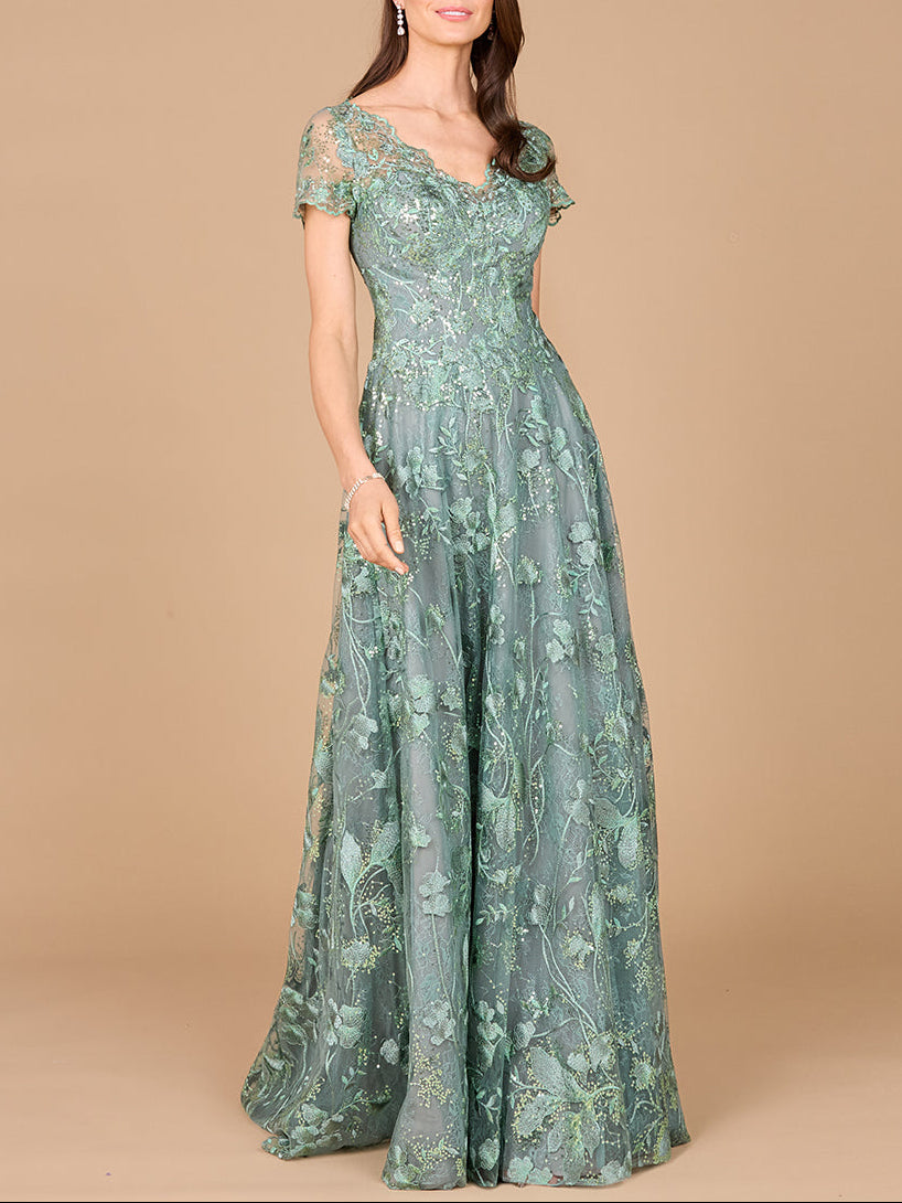 Tonal Lace Ballgown - JUSTLUXURY
