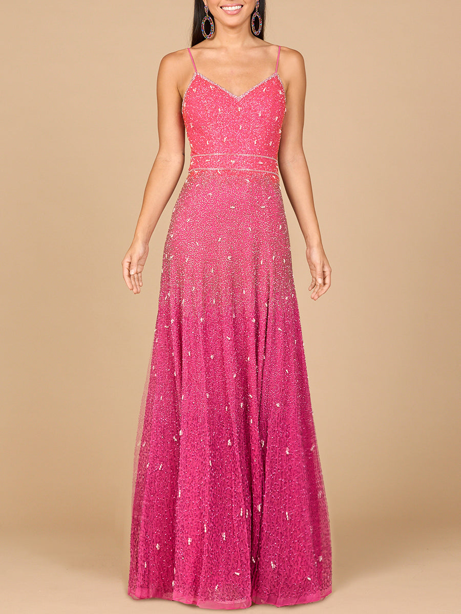 Ombre Beaded Gown - OUTLET - JUSTLUXURY