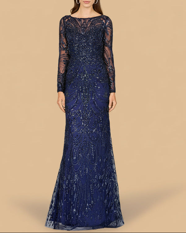 Long Sleeve Lace Gown | 29050 - JUSTLUXURY