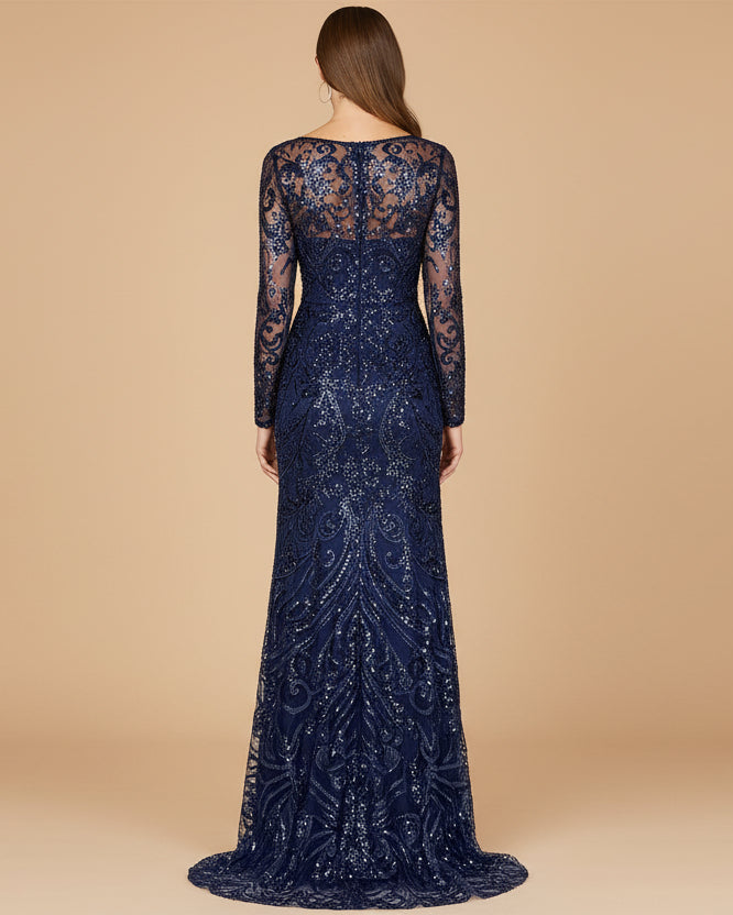 Long Sleeve Lace Gown | 29050 - JUSTLUXURY