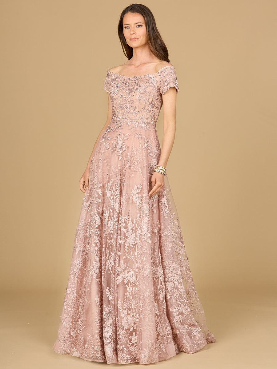 Off Shoulder A-Line Gown | Lara 29122 - JUSTLUXURY