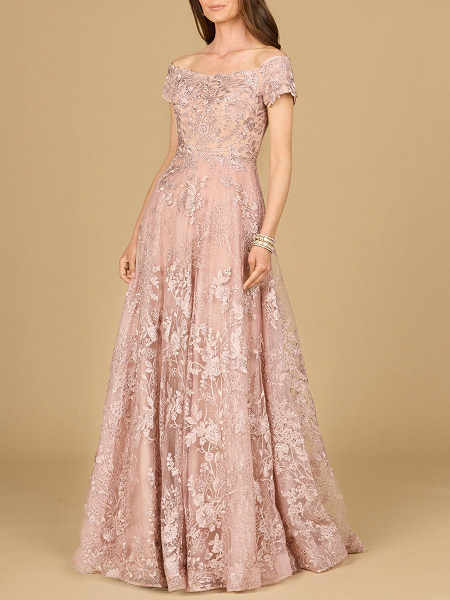 Off Shoulder A-Line Gown | Lara 29122 - JUSTLUXURY