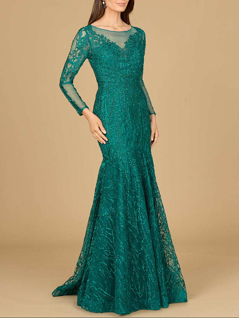 Mermaid, Long Sleeve Lace Gown - JUSTLUXURY