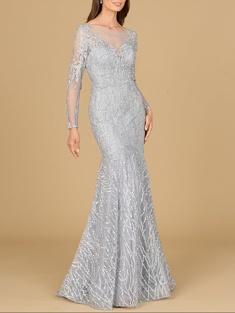 Mermaid, Long Sleeve Lace Gown - JUSTLUXURY