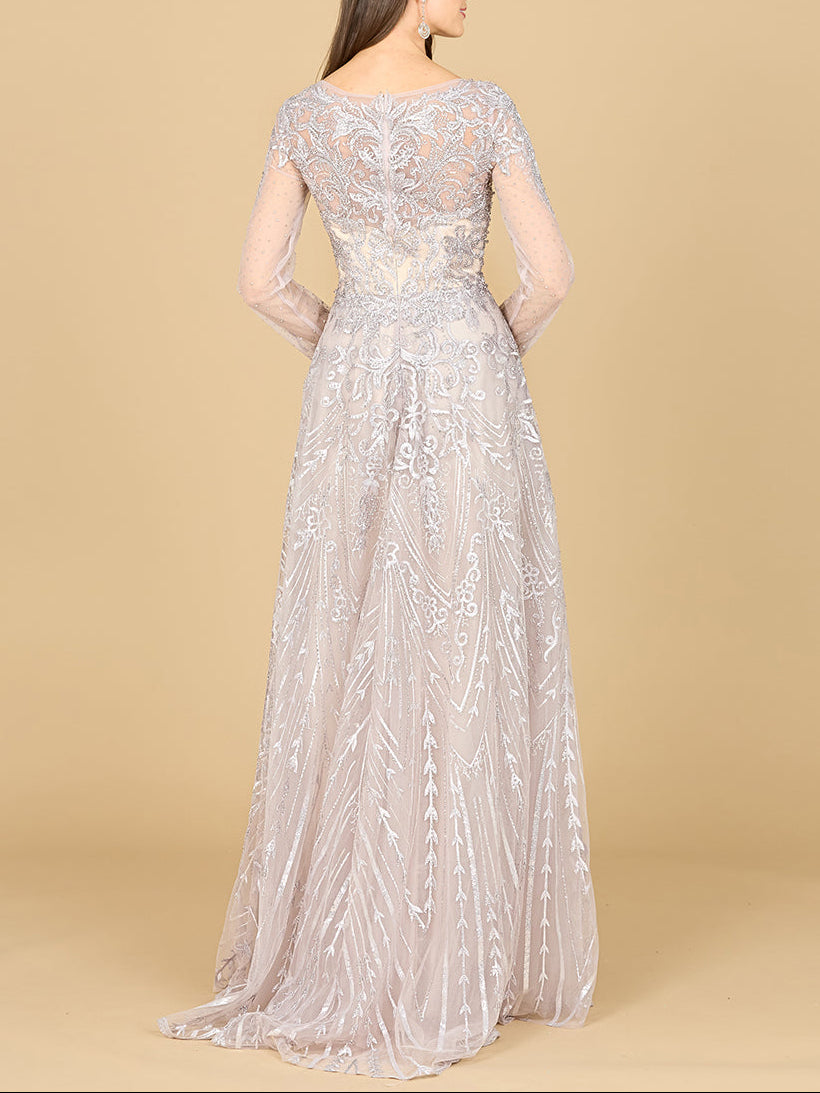 Long Sleeve High Neck Gown - JUSTLUXURY
