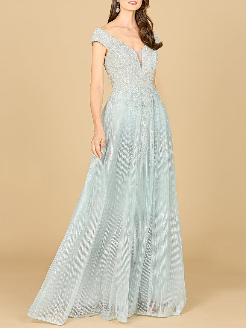 Cap Sleeve Lace Ballgown - JUSTLUXURY