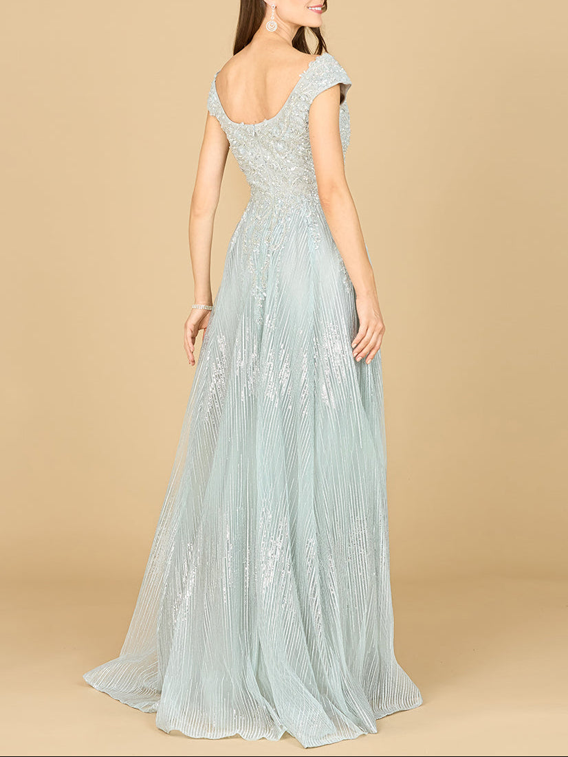 Cap Sleeve Lace Ballgown - JUSTLUXURY