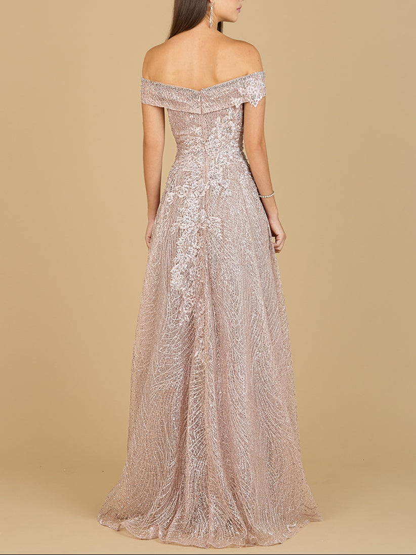 Off Shoulder Embroidered Ballgown - JUSTLUXURY